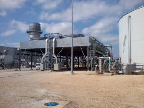 An air-cooled condenser at an industrial plant