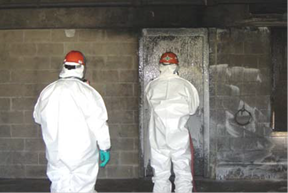 Building decontamination using Rad-Release foam to quickly cover large surface areas